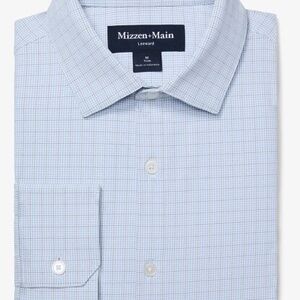 Mizzen + Main Men’s Leeward Long Sleeve Shirt Light Blue Mini Plaid SZ XL NWT